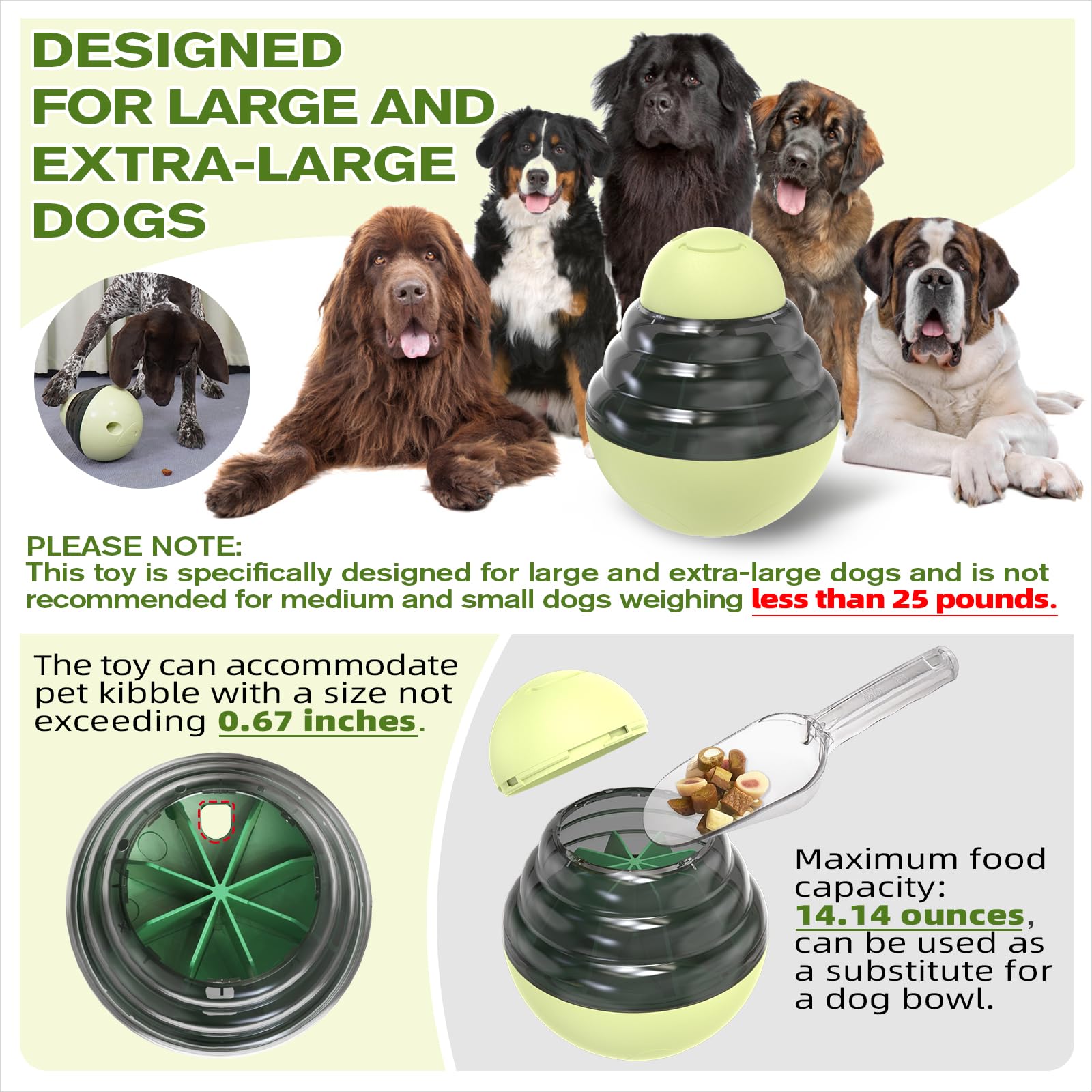 KADTC Dog Wobble Treat Tower Puzzle Toy - Slow Feeder & Food Dispenser for Large/Extra Large Dogs, Aggressive Chewers - Mental Stimulation & Boredom Relief - Perfect for Training, Mealtime Enrichment, and Keeping Dogs Busy Indoors
