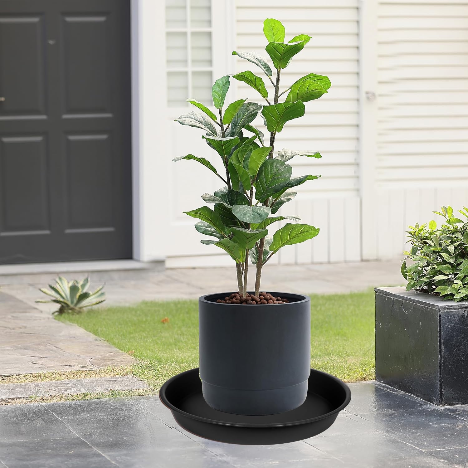 6 Pack of 12 Inch Black Plant Saucers - Round Plant Drip Trays for Indoor Flower Pots, Heavy Duty Plastic Plant Pot Saucers for Home Decor, Gardening, and Plant Protection (12