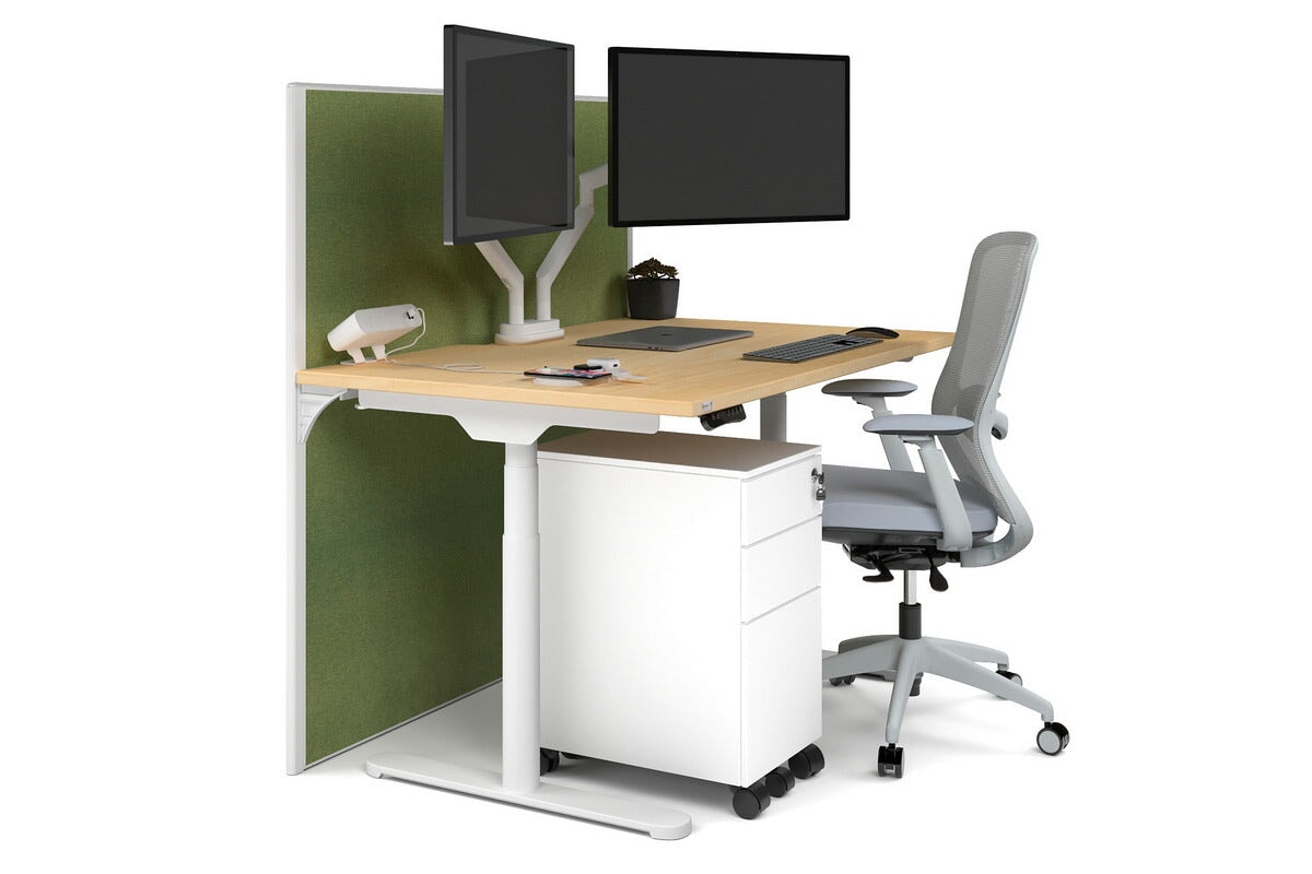 Flexi Premium Height Adjustable Single Workstation Desk - 1400L x 800W with Cable Management - Ergonomic Standing Desk for Home Office & Workspace