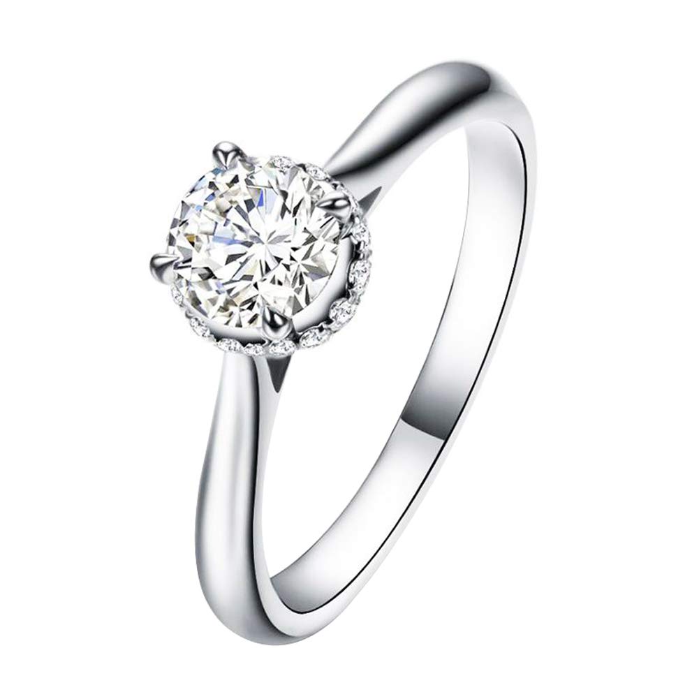 Jeulia 2 Carat Solitaire Engagement Ring - 925 Sterling Silver Round Cut Cubic Zirconia Wedding Band - White Gold Plated Eternity Promise Ring for Women - Anniversary Jewelry Gift for Her (Perfect for Proposals, Weddings & Romantic Occasions)