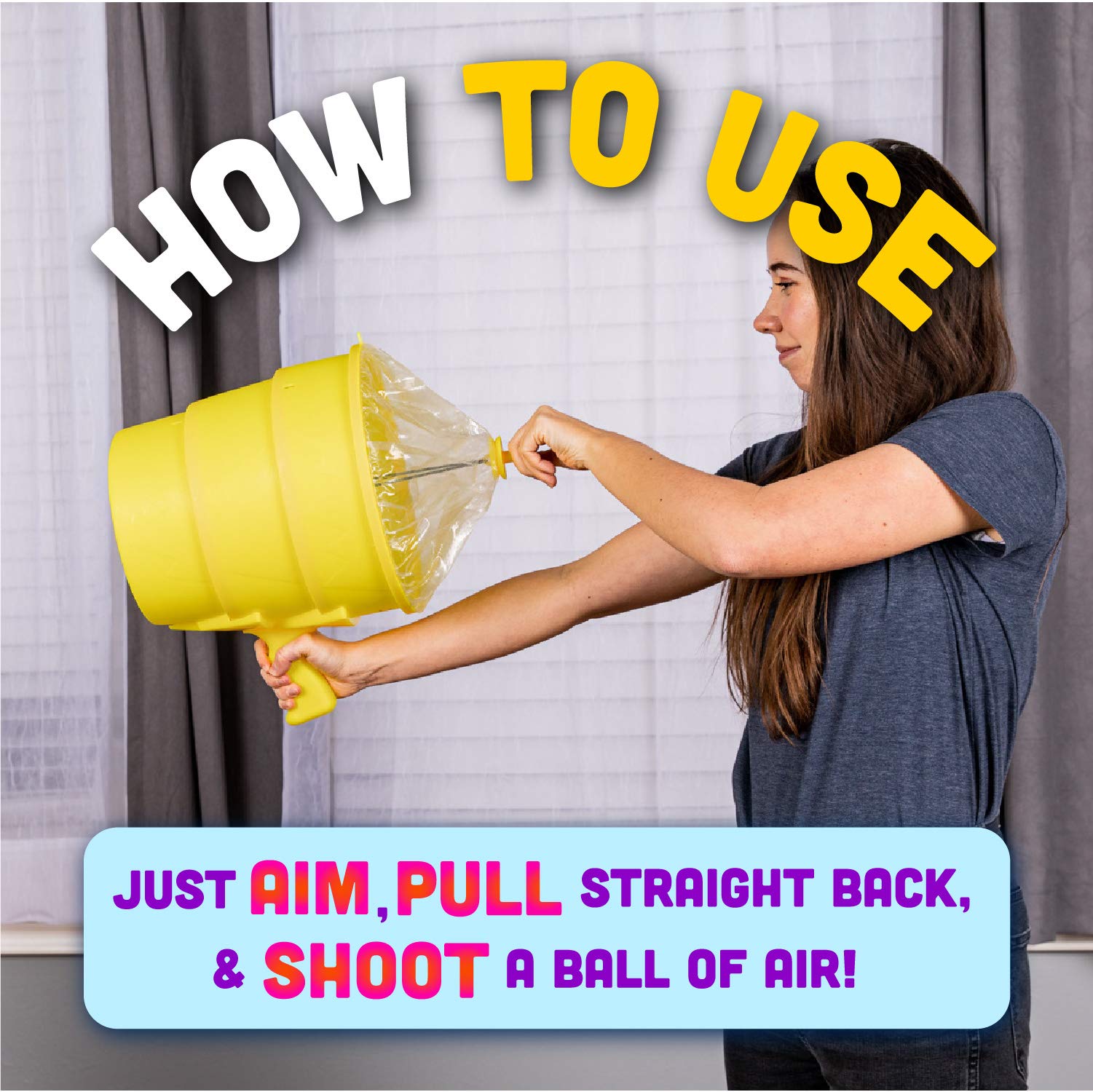 Airzooka Air Blaster Toy - Fun Air Cannon for Kids & Adults (Ages 6+) - Powerful Air Flow for Indoor/Outdoor Play - Great for Parties, Classrooms & Backyard Fun - Black