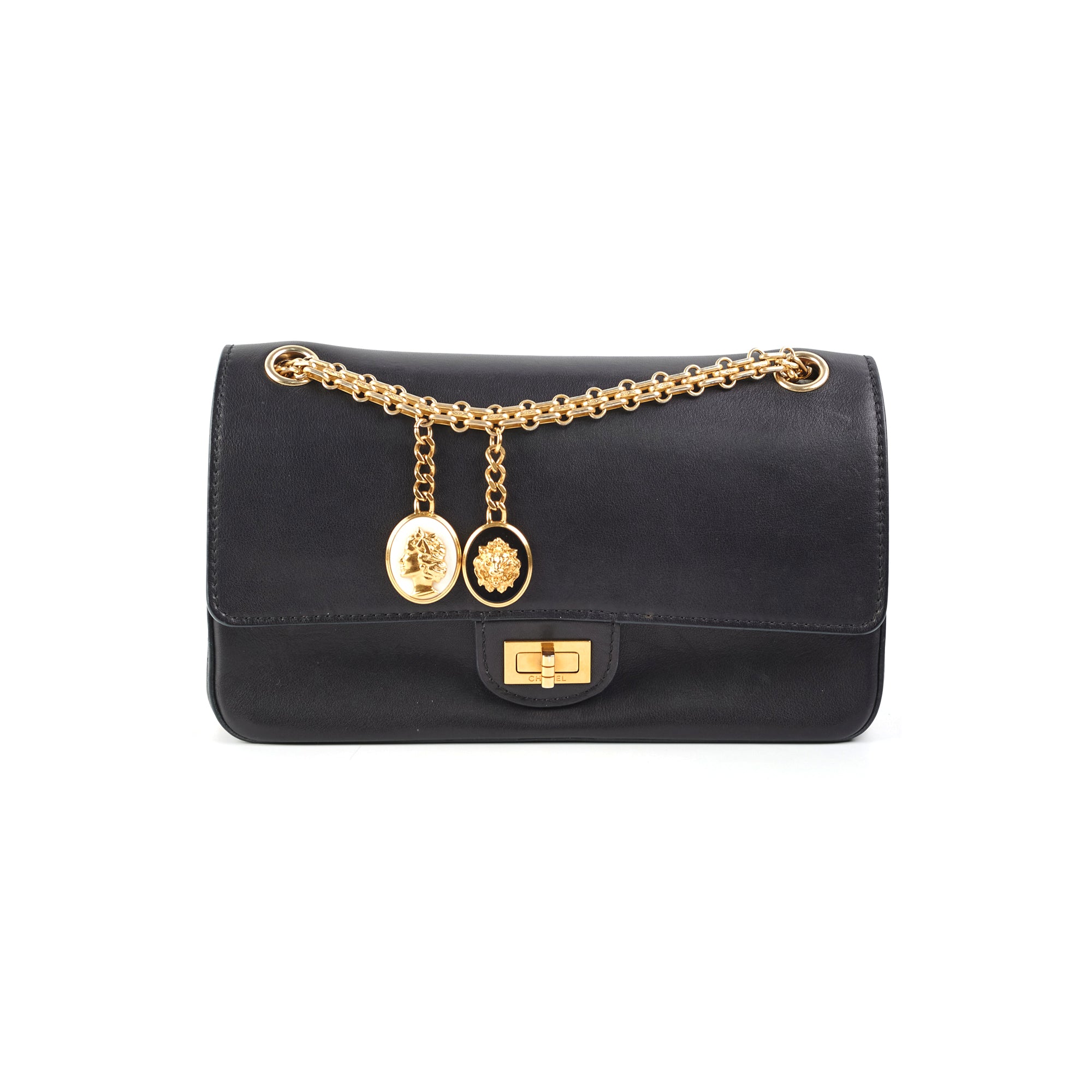Chanel Nude Reissue 2.55 Flap Bag Black Leather Crossbody Purse for Women - Perfect for Evening Parties, Date Nights & Luxury Fashion Events