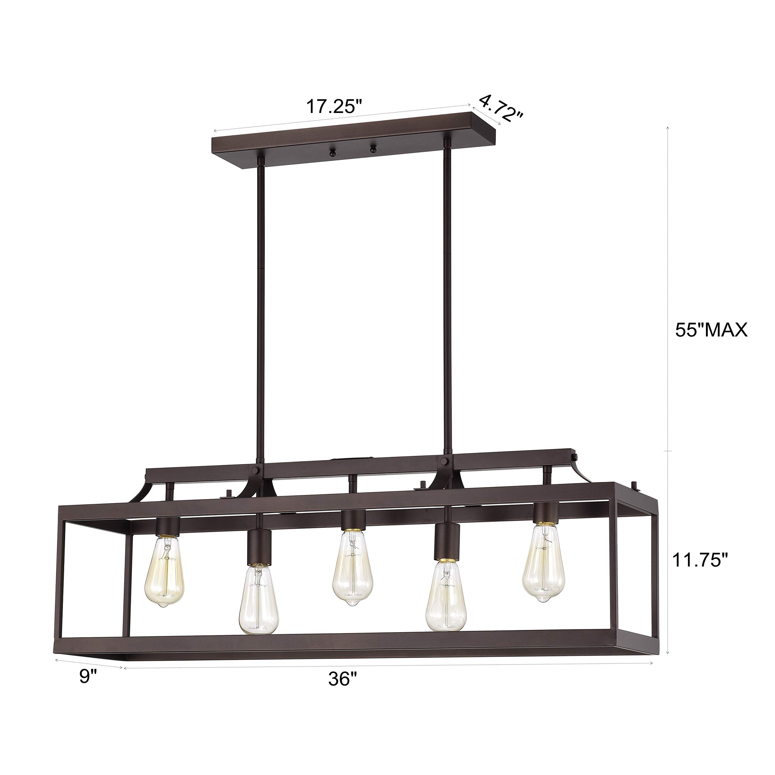 Chloe Lighting IRONCLAD Industrial 5-Light Oil Rubbed Bronze Pendant Light Fixture - 36