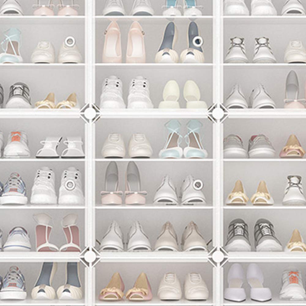 LOYALHEARTDY Plastic Shoe Storage Cabinet with Clear Doors - Stackable Shoe Organizer Holds 72 Pairs, White - Perfect for Closet, Bedroom & Entryway Organization