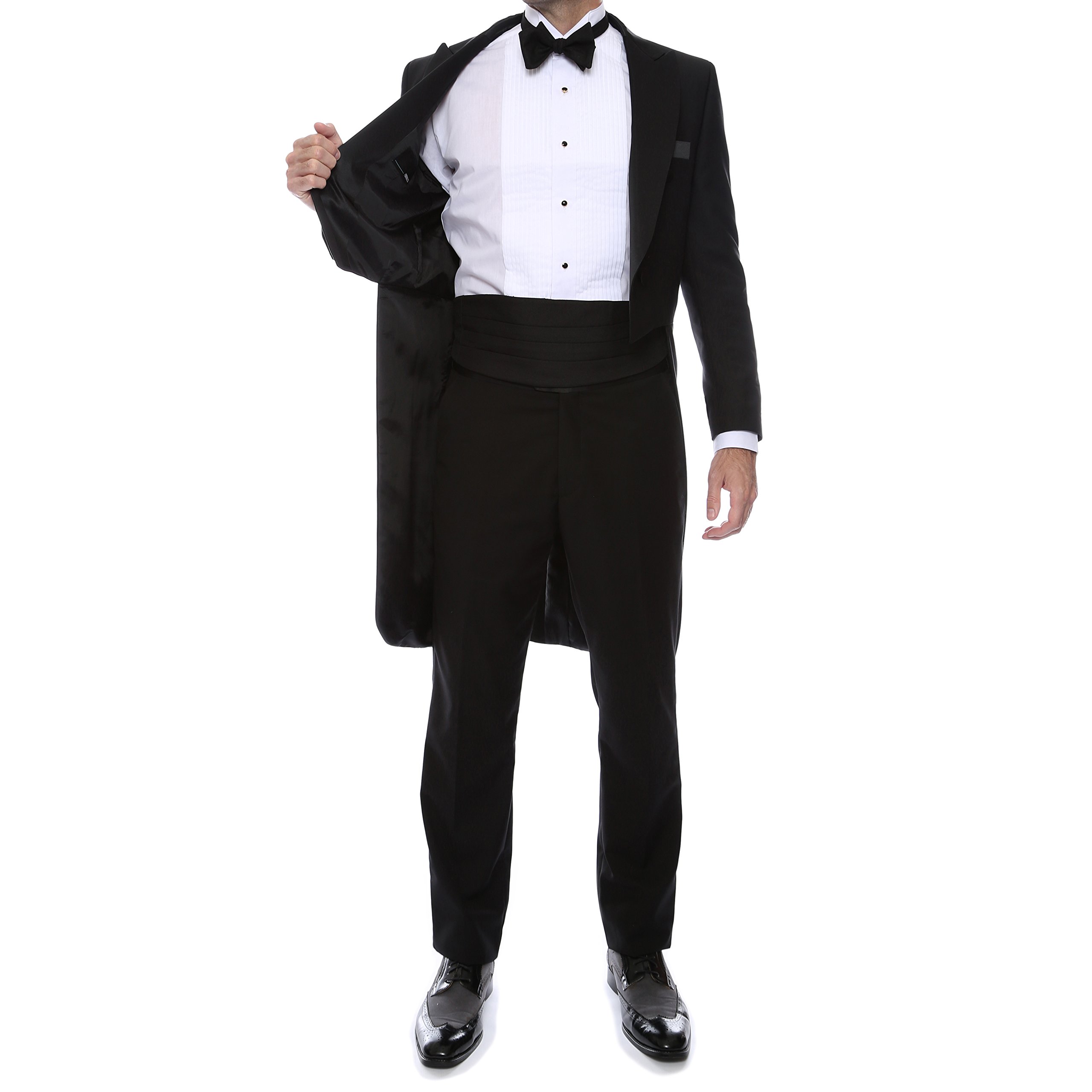 Men's Classic Regular Fit Peak Lapel Tailcoat Tuxedo Suit Set with Matching Pants - Formal Evening Wear for Weddings, Galas & Black Tie Events