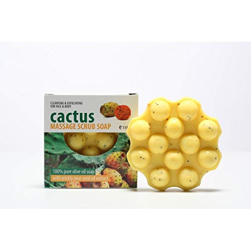 Organic Olive & Cactus Spa Massage Scrub Soap - 110g Exfoliating Bar for Soft Skin | Perfect for Body, Face & Hand Care | Relaxing Shower & Bath Essential