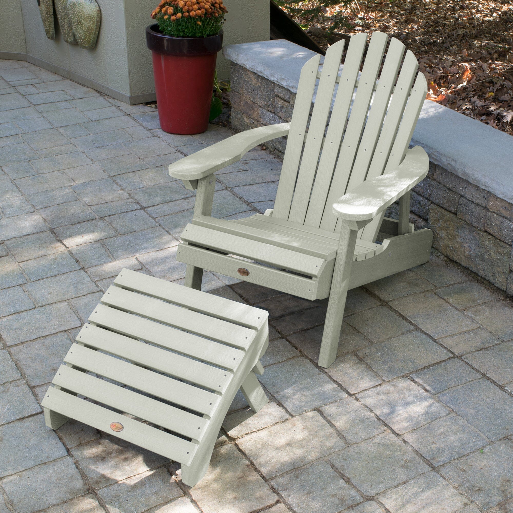 Premium Hamilton Reclining Adirondack Chair with Folding Ottoman - Outdoor Patio Furniture for Backyard, Poolside & Garden Relaxation