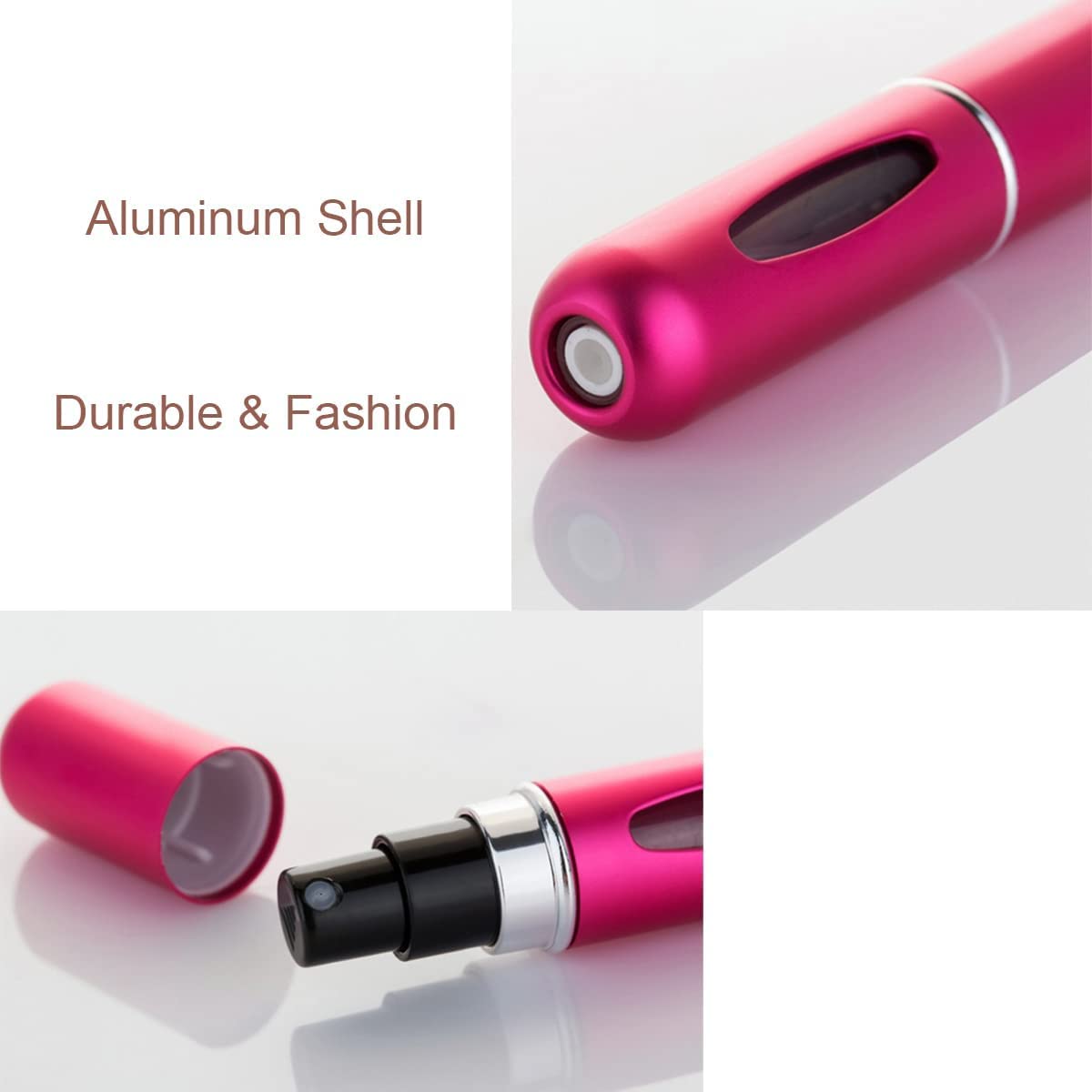 MANVI 5ml Refillable Travel Perfume Bottle Set (2 Pack) - Leakproof Metal Mini Perfume Atomizer Spray for Women & Men - Perfect for Airplane Carry-on, Gym Bag & Purse Essentials