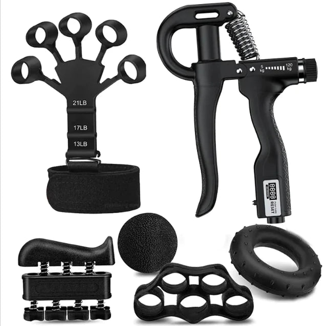 Adjustable Hand Grip Strength Trainer with Finger Exerciser - Improve Grip Strength & Finger Dexterity for Rock Climbing, Weightlifting & Rehabilitation Therapy