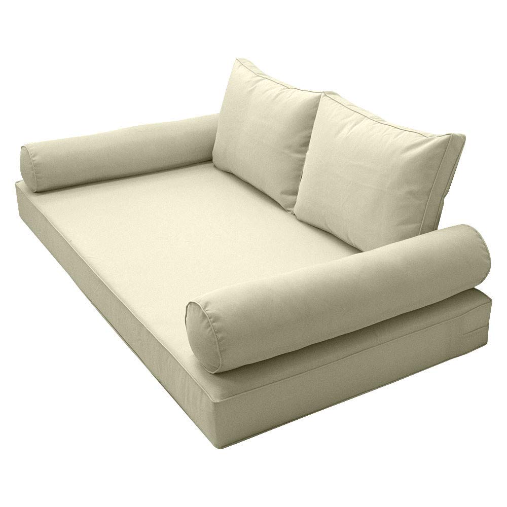 Prolinemax Style1 Twin Size 5-Piece Outdoor Daybed Set with Mattress, Bolster Pillow & Fitted Sheet Cover - Perfect for Patio, Poolside or Garden Relaxation AD005