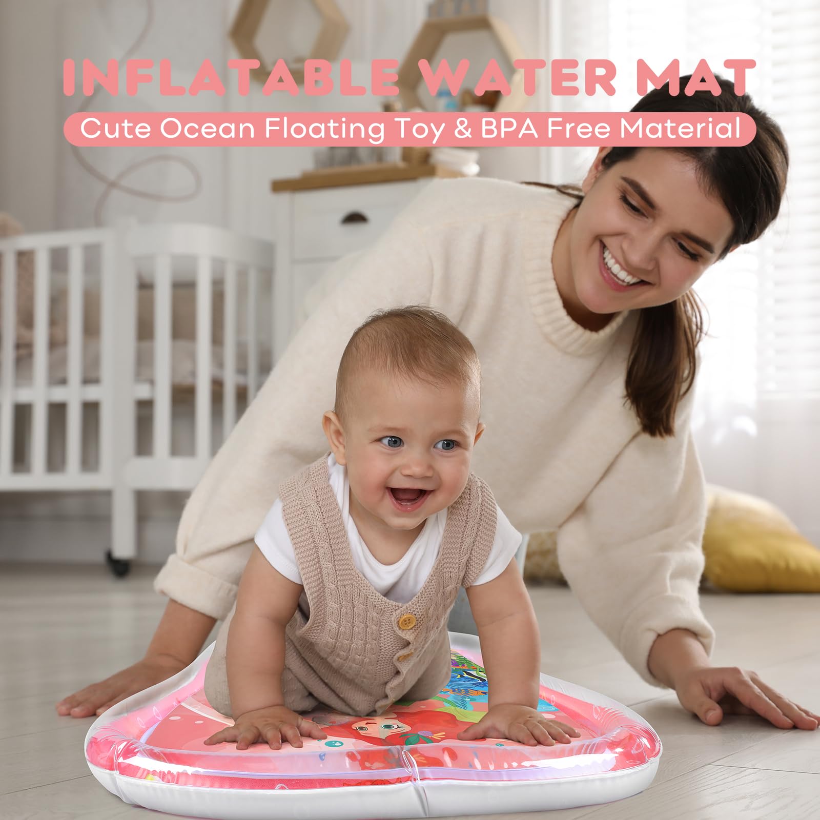 Looxii 2-in-1 Baby Play Gym & Tummy Time Water Play Mat with Kick & Play Piano, Lights & Sounds - Interactive Floor Activity Gym with Hanging Toys for Newborns 0-12 Months (Girl & Boy) - Perfect for Early Development, Sensory Play & Tummy Time Exercises