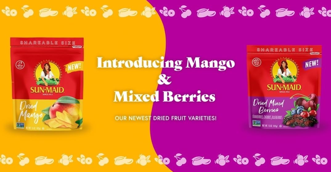 Sun-Maid Dried Mango Slices - 15oz Resealable Bag | Natural Sweet Dried Fruit Snack for Kids & Adults | Perfect for Lunch Boxes, Hiking, Office Snacks & Healthy Desserts (Pack of 1)