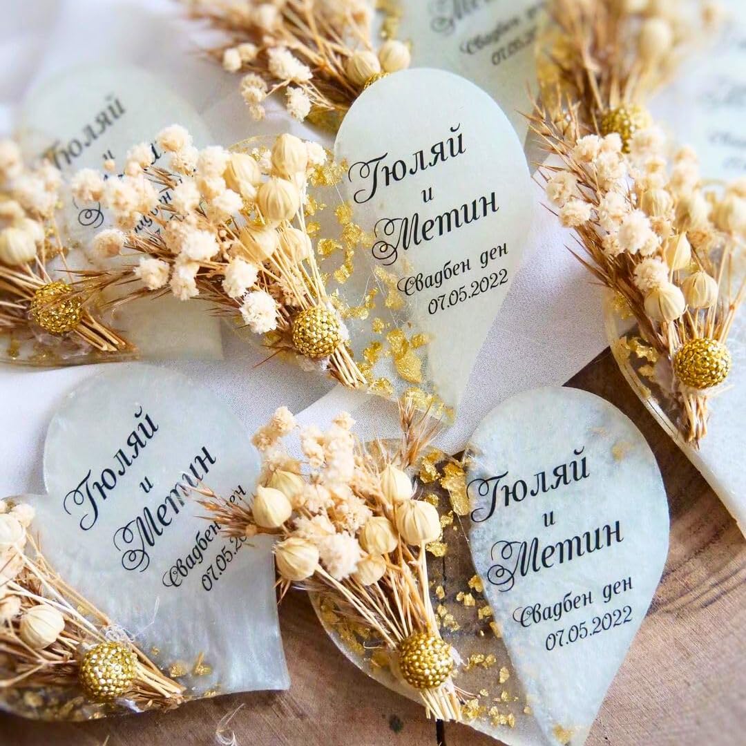 Heart Shaped Epoxy Wedding Favors - Customizable Bridal Shower Gifts, Baby Shower Keepsakes & Party Decorations - 50pcs Charming Epoxy Magnets for Anniversaries, Birthdays & Special Events - Perfect for DIY Wedding Centerpieces, Fridge Decor & Memorable Celebrations