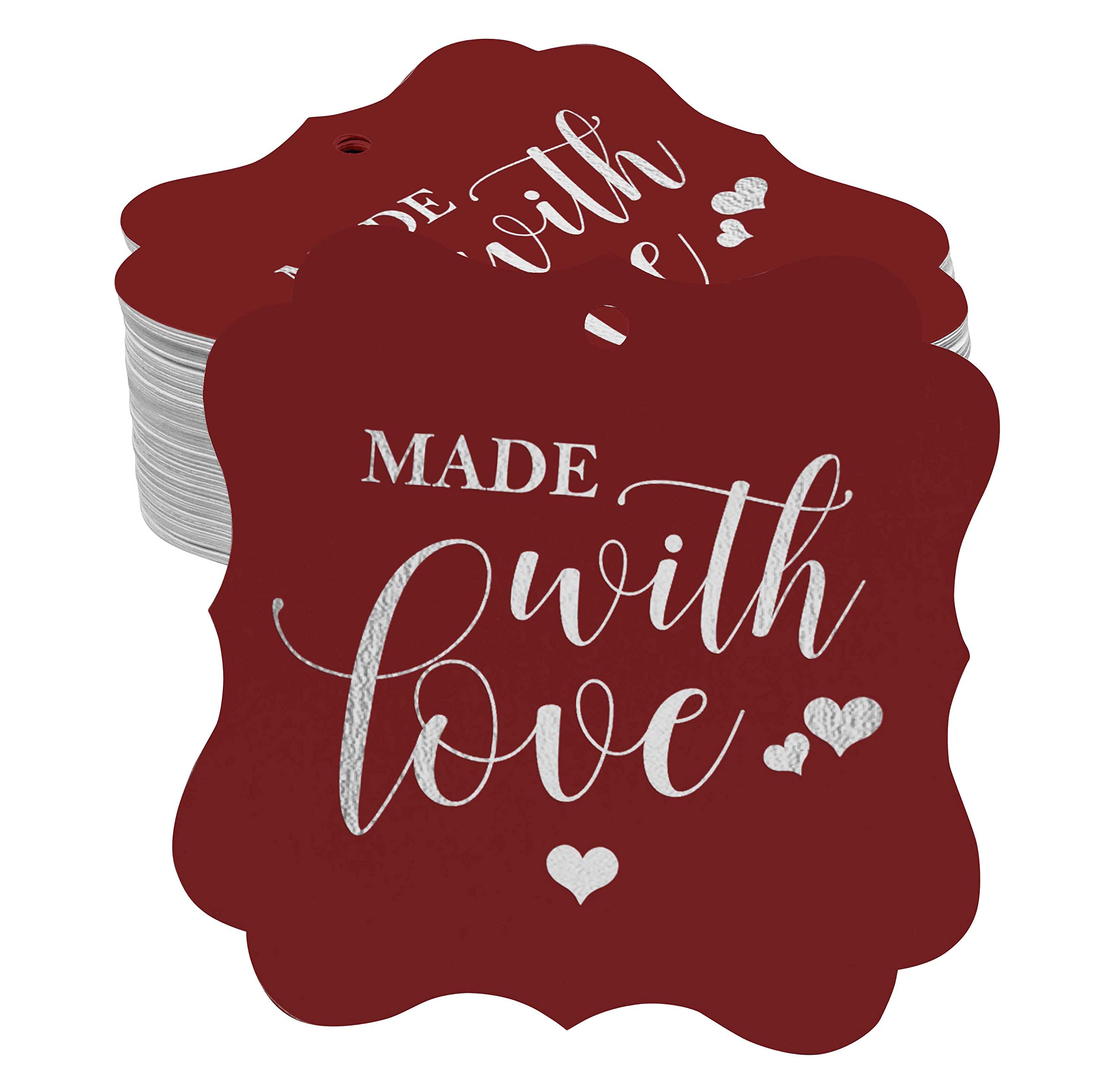 50pcs Real Silver Foil Wedding Favor Tags - Bracket Shape Hanging Gift Tags for Bridal Shower, Anniversary & Party Decorations