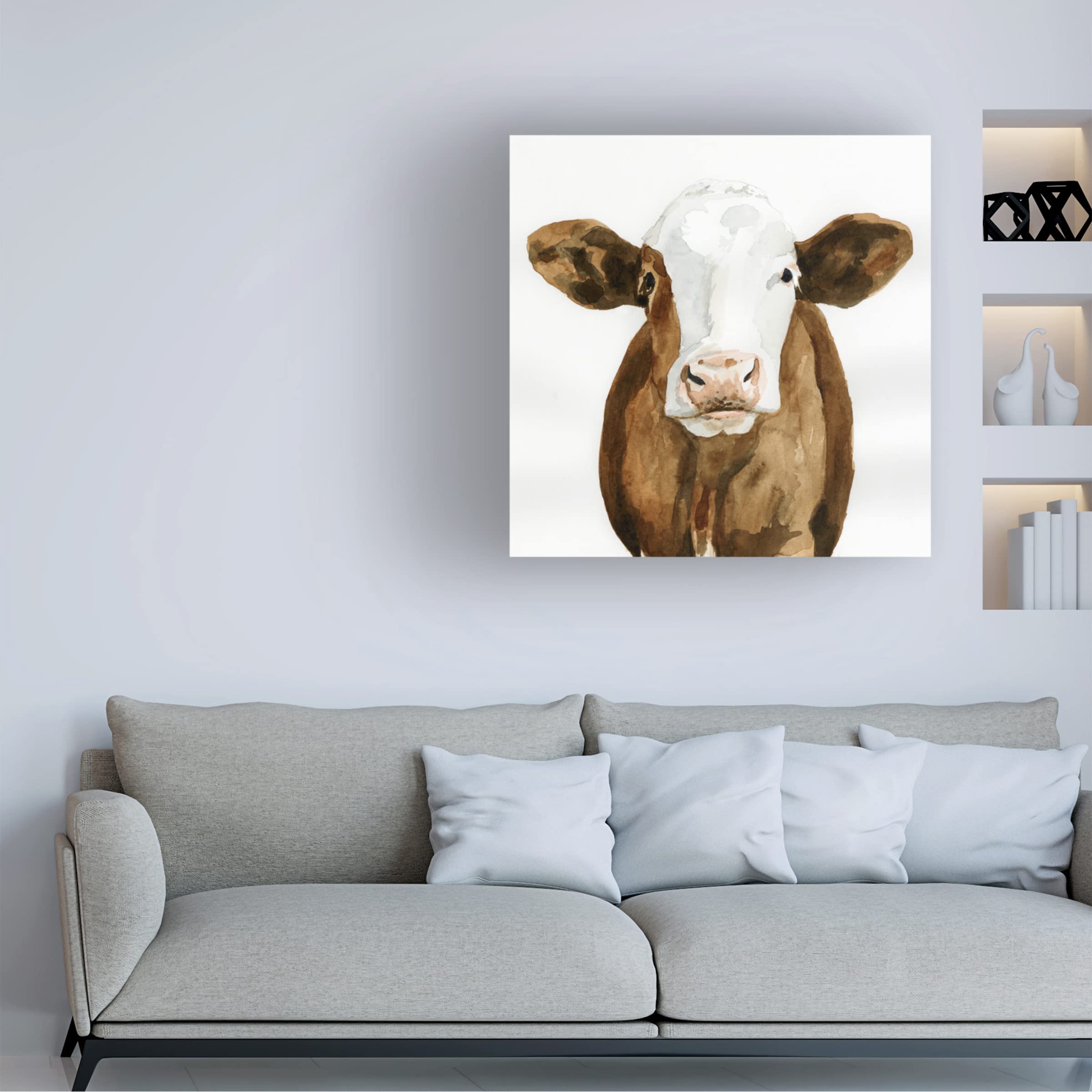 Victoria Barnes 'Cow Gaze II' Canvas Wall Art Print - Modern Farmhouse Decor for Living Room, Bedroom & Office