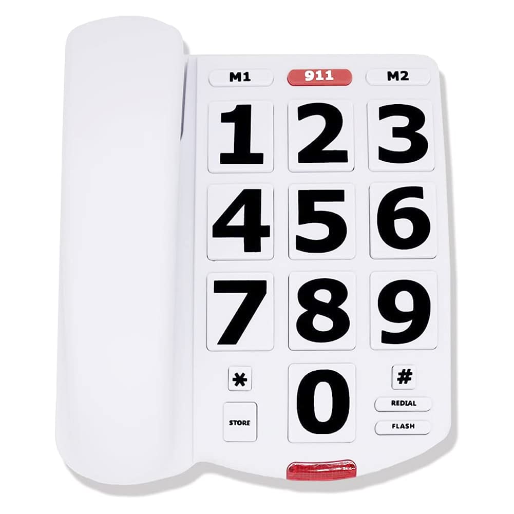 Big Button Corded Phone for Seniors - Amplified Landline Telephone with Extra Loud Ringer & Clear Sound | Easy-to-Use Home Phone for Elderly, Hearing & Visually Impaired | Perfect for Bedroom, Kitchen & Home Office Use