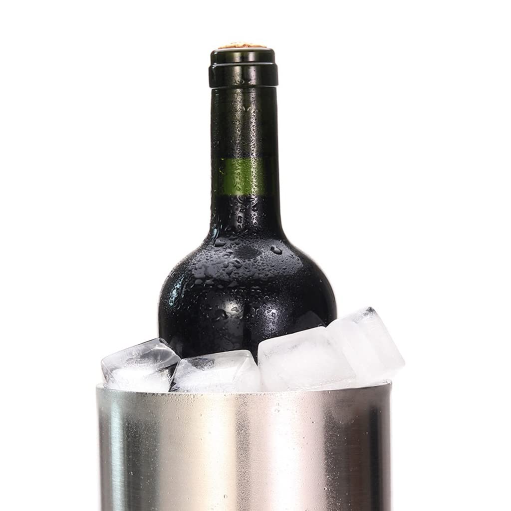 Premium Stainless Steel Wine Cooler & Ice Bucket - Double Wall Insulation, Multipurpose for Kitchen Utensil Holder, Flower Vase, Party & Home Decor (1pc) - Perfect for Chilling Wine, Beverages & Floral Arrangements