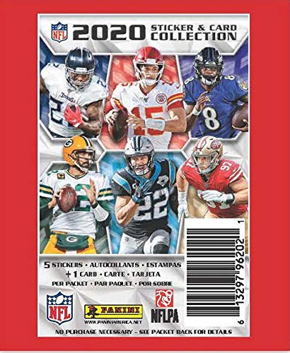 2020 Panini NFL Football Sticker Collection - 20 Packs with 5 Stickers & 1 Trading Card Each - Perfect for Collectors, Trading, and Fantasy Football Fans