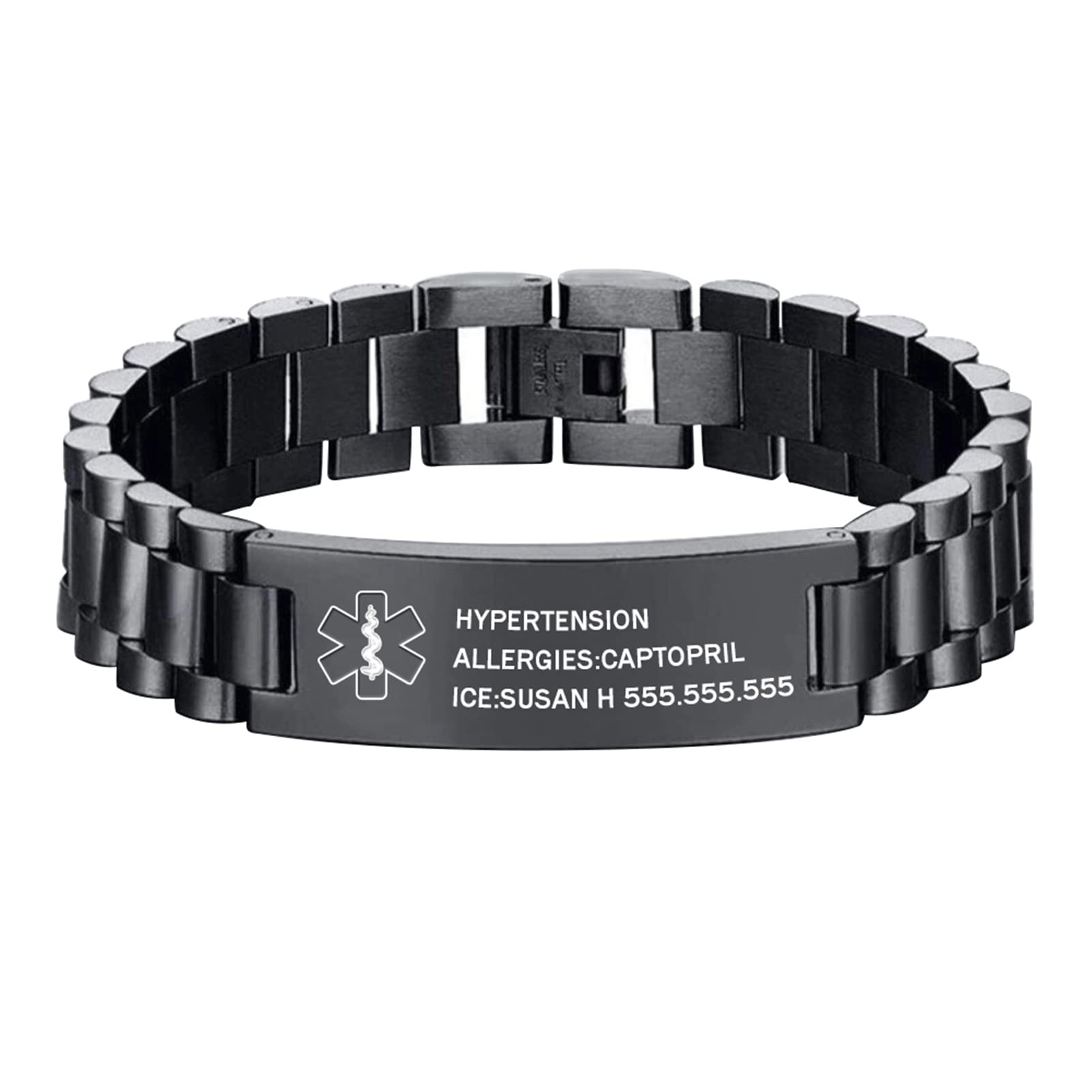 Custom Engraved Medical Alert ID Bracelets for Men & Women - Emergency Medical Information Bracelet - Perfect for Allergies, Diabetes & Heart Conditions