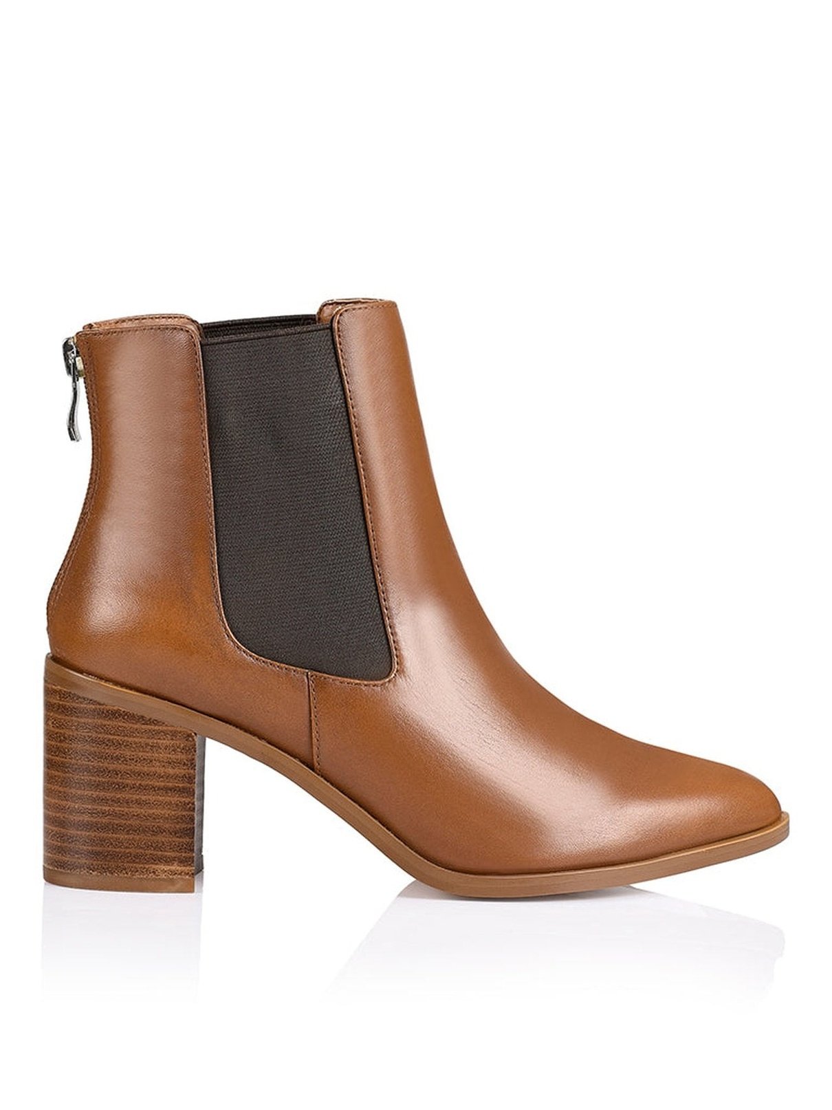 Laurah Chelsea Ankle Boots for Women - Genuine Tan Leather Mid-Calf Boots - Comfortable Slip-On Style for Casual Outfits & Office Wear