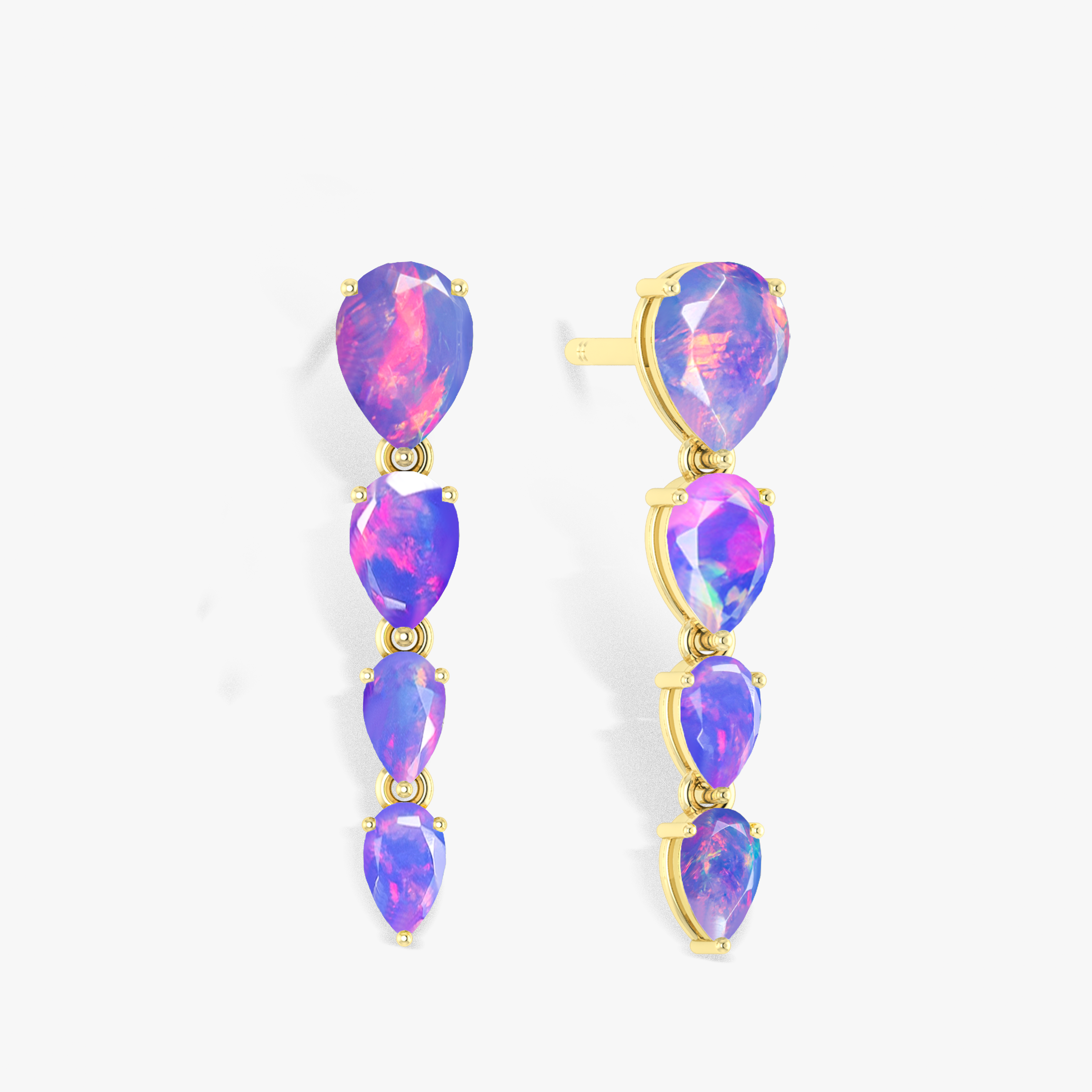 Lavender Multifire Opal Pear Drop Earrings - Elegant Dangle Jewelry for Women, Perfect for Weddings, Parties & Special Occasions