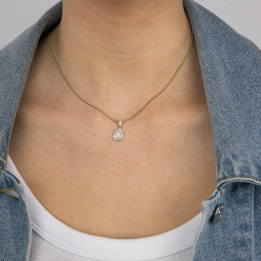 1/10 Carat Cross Diamond Pendant in 9ct Yellow Gold - Elegant Religious Jewelry for Women, Perfect for Baptism, First Communion & Everyday Wear