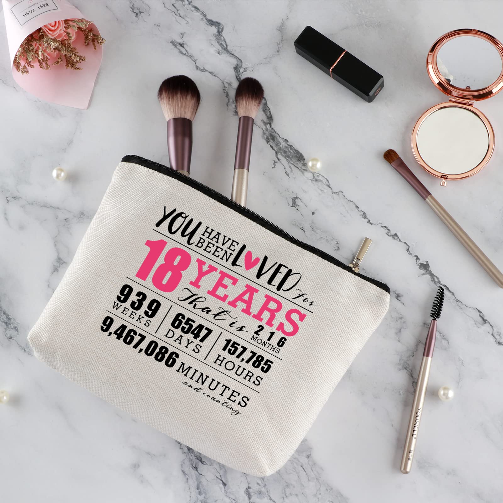 18th Birthday Gifts for Her - Travel Makeup Bag for Women | 18 Years Old Birthday Gift Ideas for Sister, Bestie, Daughter, Niece & Granddaughter | Perfect for Travel, Vacation & Daily Makeup Organization