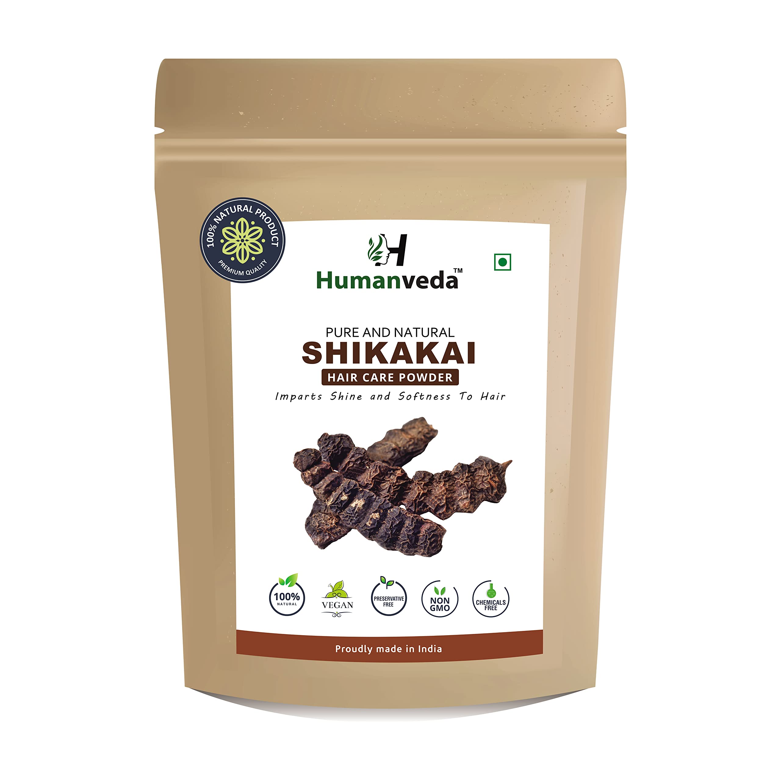 Humanveda Natural & Pure Shikakai Powder (Acacia Concinna) 100g - Ayurvedic Hair Conditioner & Cleanser for Stronger, Healthier Hair | Perfect for DIY Hair Masks & Natural Hair Care Routines