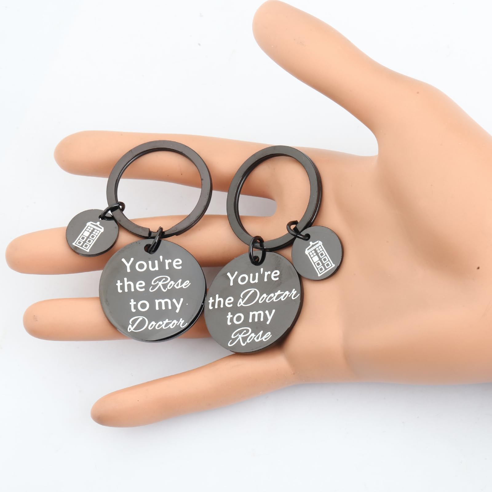BAUNA Doctor Who Inspired Police Box Keychain Set - Couple Gift for Him and Her, Perfect for Anniversary, Valentine's Day & Geeky Fan Gifts