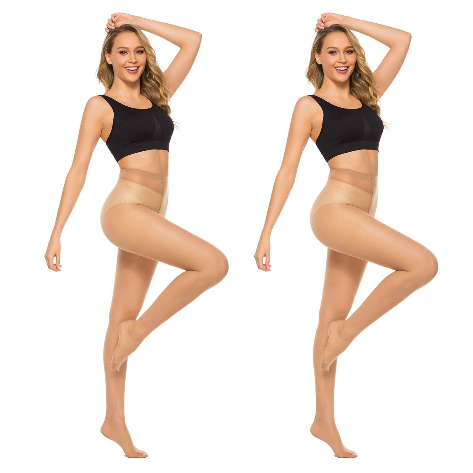 MANZI 6 Pairs 20D Women's Sheer Tights - Ultra Thin High Waist Pantyhose & Thigh Stockings for Everyday Wear, Office, Party & Special Occasions
