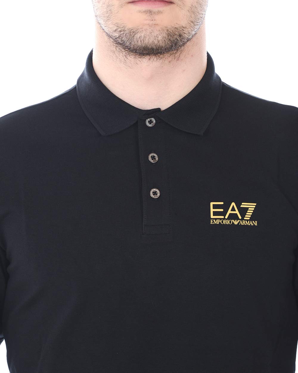 Emporio Armani EA7 Core ID M Long Sleeve Polo Shirt for Men - Black, Size S - Athletic Fit, Moisture Wicking, Breathable Fabric - Perfect for Gym, Running & Casual Wear