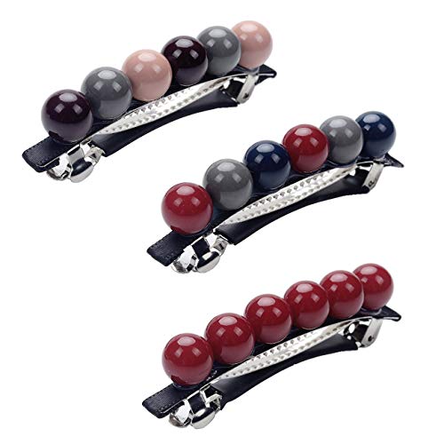 3-Pack Vintage Acrylic Round Ball Spring Hair Clips - Elegant Hair Barrettes & Ponytail Holders for Women & Girls | Perfect for Weddings, Parties & Everyday Styling