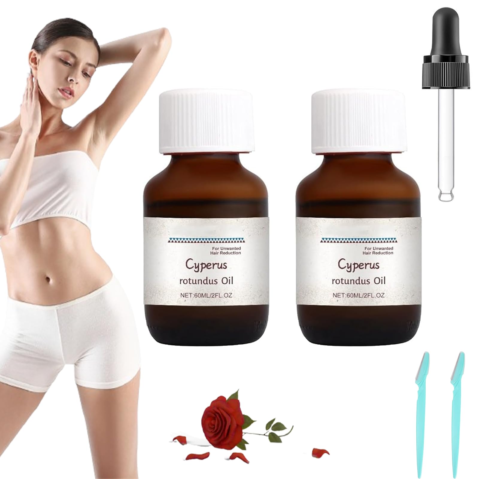 Premium Cyperus Rotundus Oil for Natural Hair Removal - Reduces Unwanted Body Hair Growth | Organic & Chemical-Free Solution for Smooth Skin | Perfect for Facial, Leg & Bikini Line Hair Care