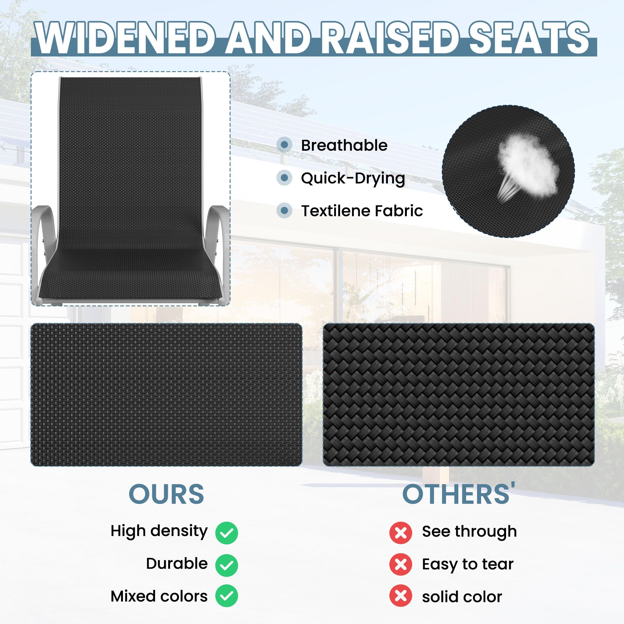 **Amopatio 4-Piece Stackable Patio Dining Chairs Set – All-Weather Outdoor Chairs, Breathable & Comfortable, Silver & Black – Perfect for Backyard, Deck, Garden, or Poolside Dining**