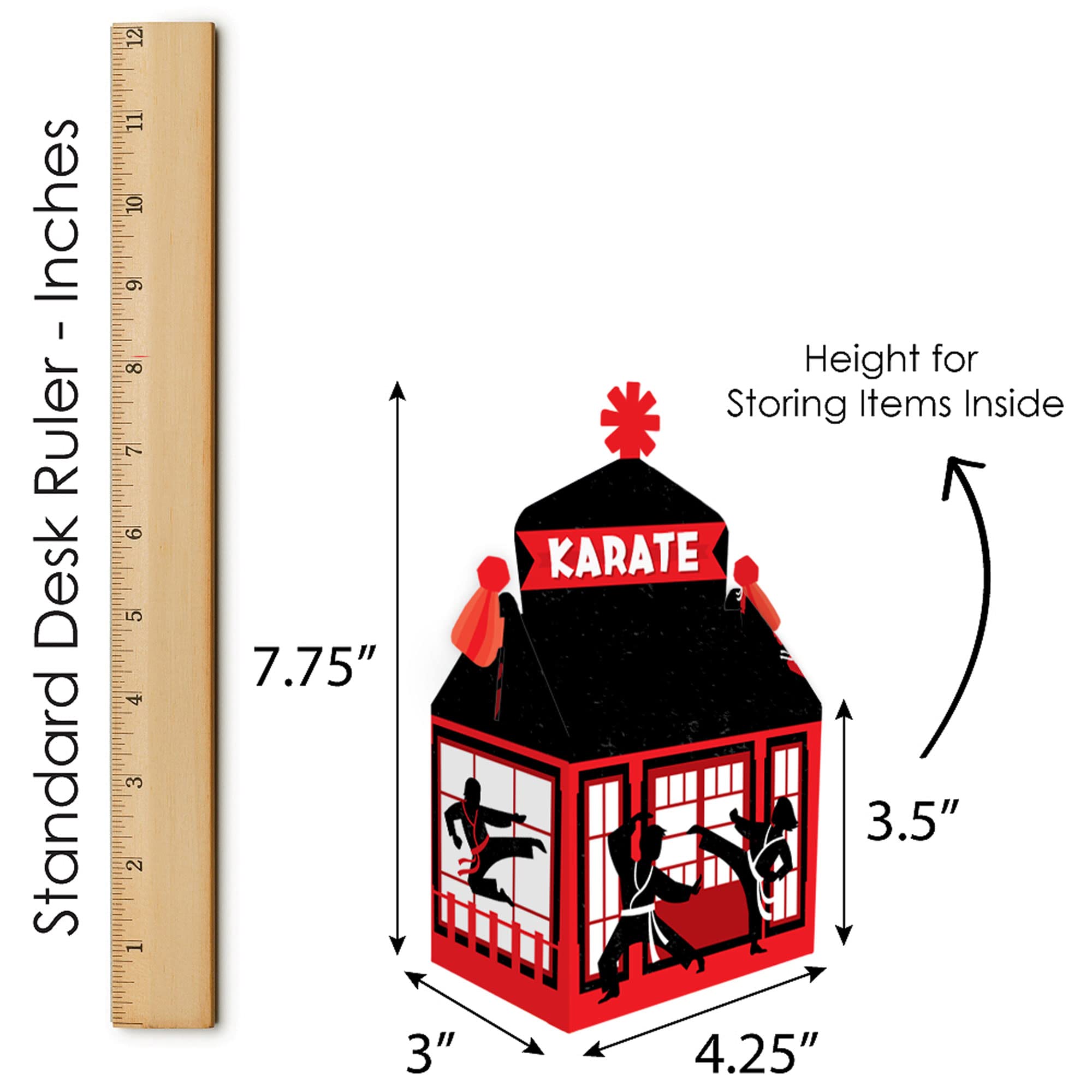 Karate Master Treat Box Party Favors - Set of 12 Martial Arts Goodie Gable Boxes for Birthday Parties & Dojo Events - Perfect for Kids' Karate Themed Celebrations