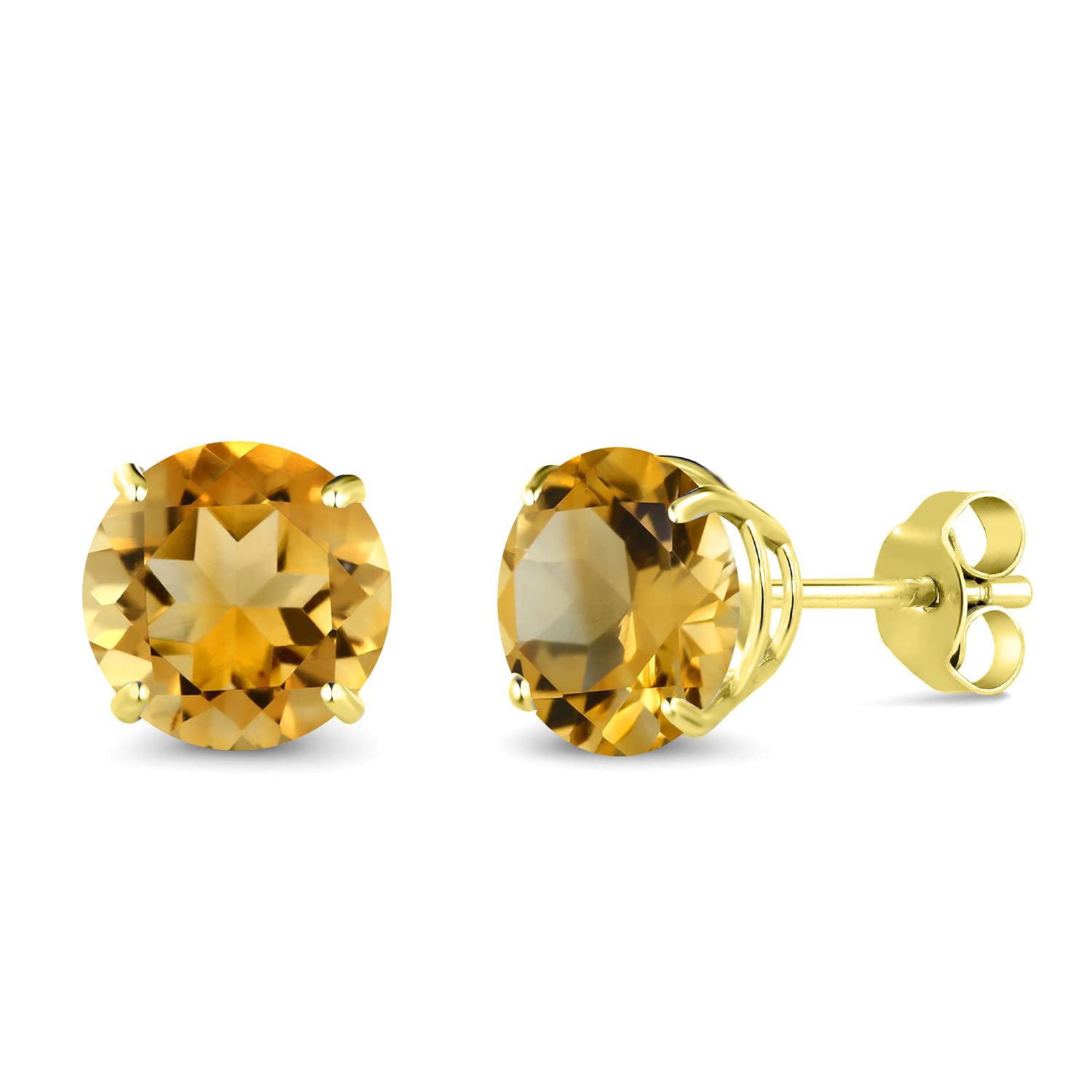 14K Yellow Gold 7MM Round Birthstone Stud Earrings for Women & Men | Genuine Gemstone Jewelry | Perfect Gift for Anniversary, Birthday & Special Occasions