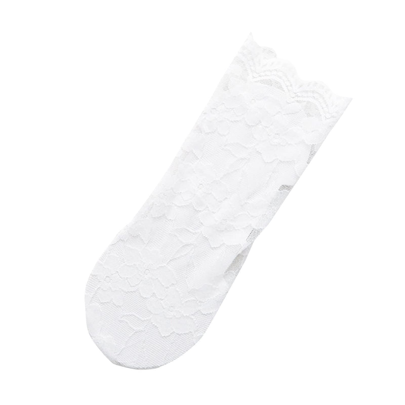 Evangelia.YM Women's Pearl Lace Ballet Socks - Breathable Non-Slip Ankle Socks for Dance, Yoga & Everyday Wear (White, One Size)