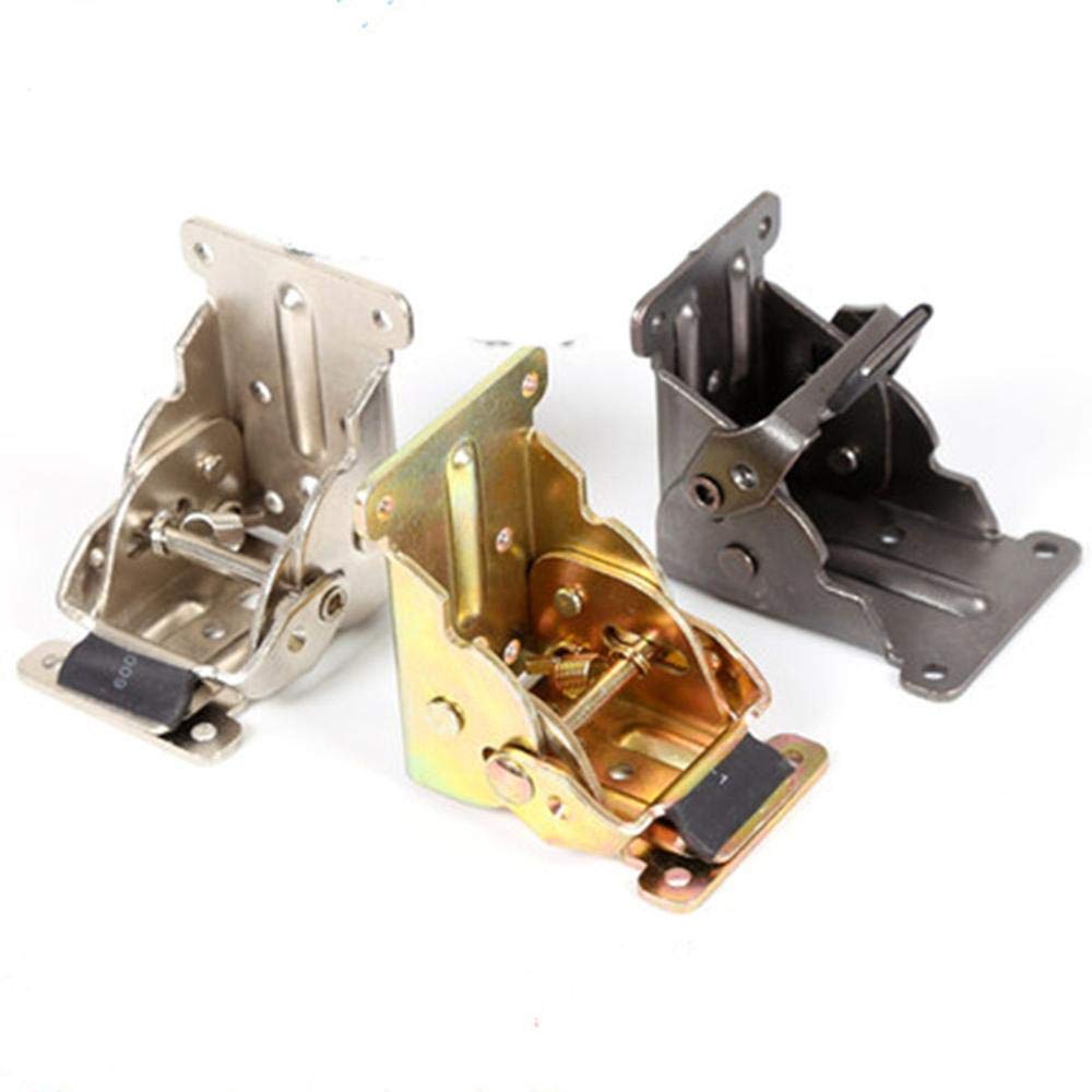 Self-Locking Collapsible Cabinet Hinges - 90 Degree Foldable Invisible Bracket Hinge for Bed Connecting Feet & Table Legs (Black/Gold) - Perfect for Space-Saving Furniture & DIY Projects