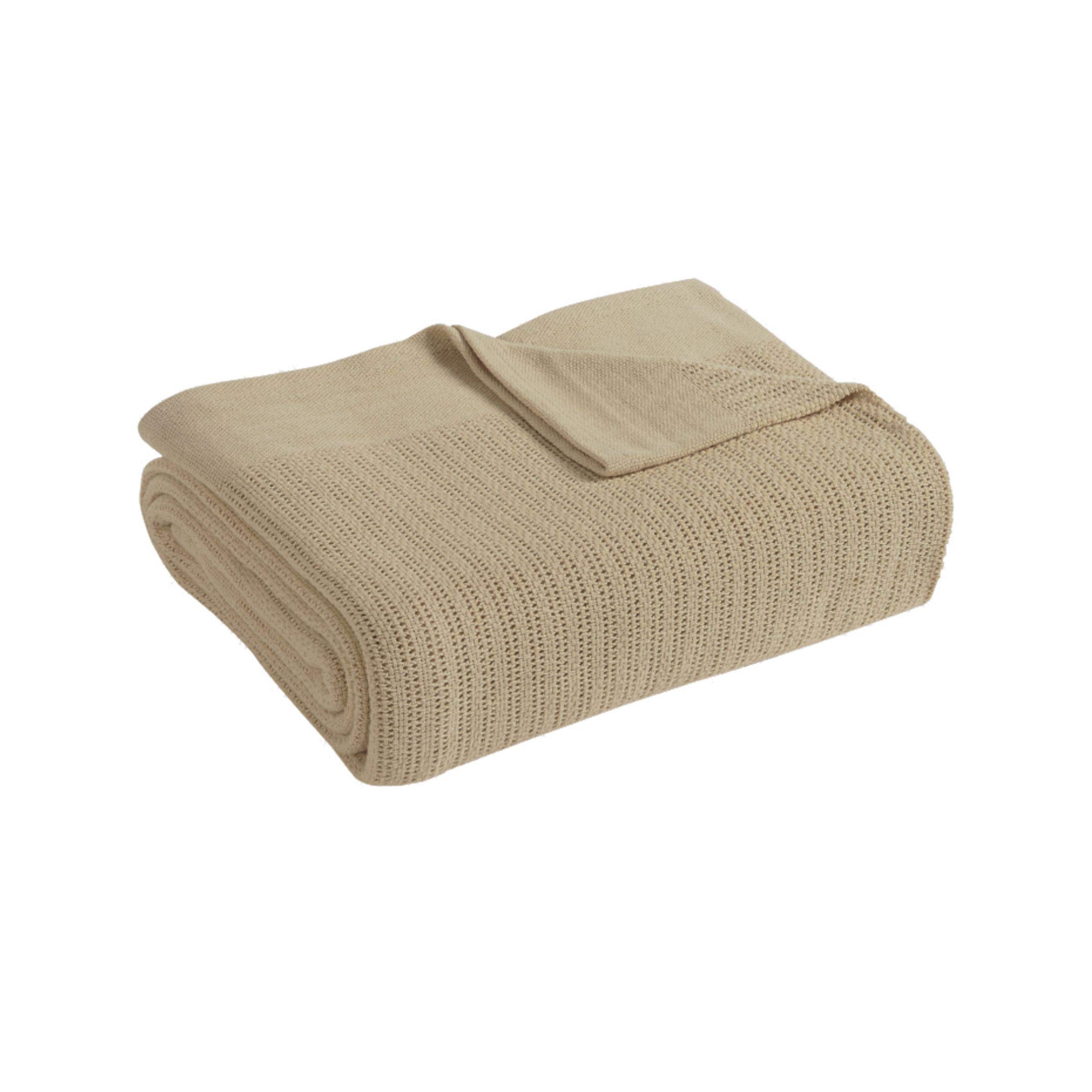 Fiesta King Size Soft Thermal Cotton Blanket - Luxurious Linen Weave for Cozy Bedroom & Living Room Comfort