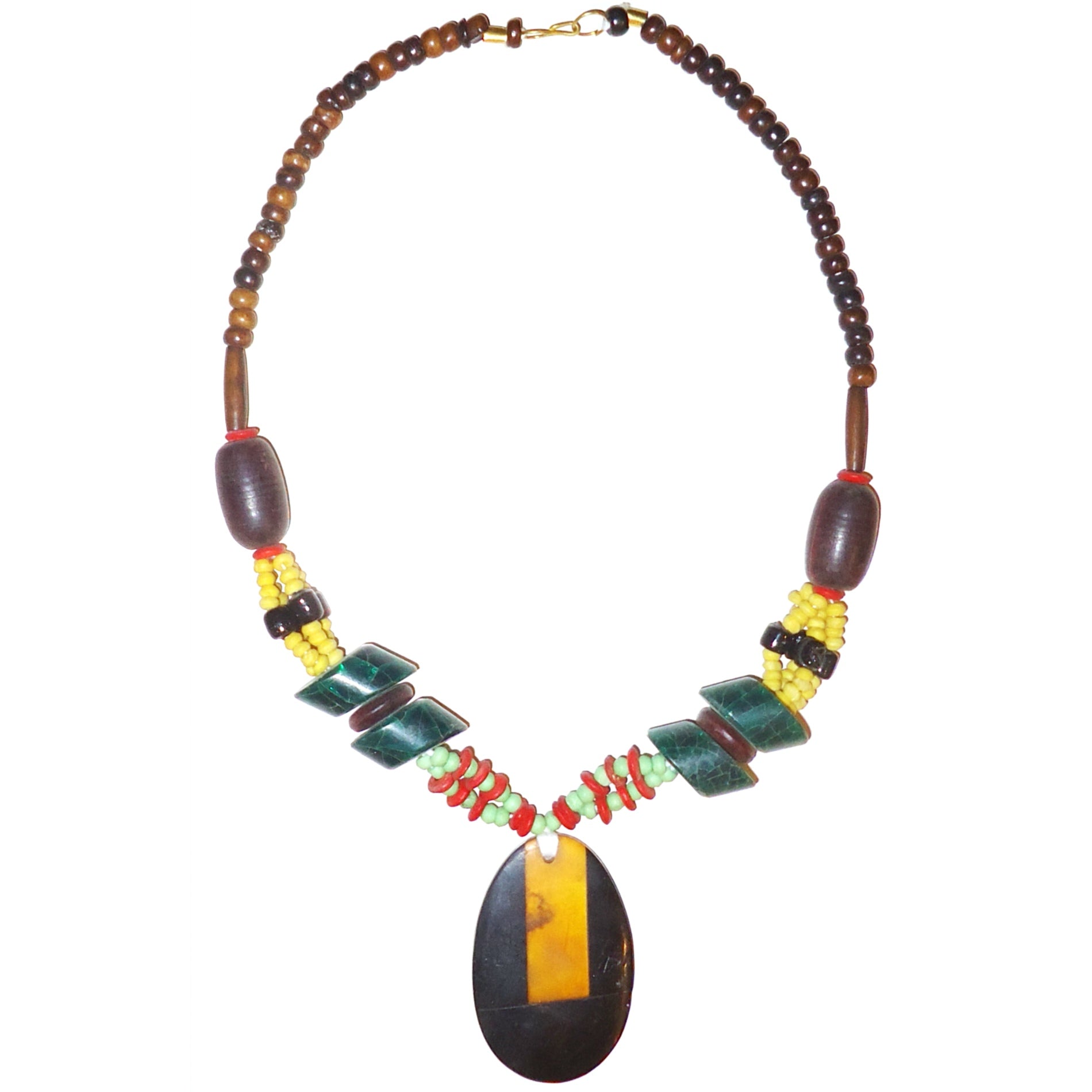Elegant Multi Bead Necklace with Resin Oval Pendant - Stylish Boho Jewelry for Women, Perfect for Parties, Weddings & Everyday Wear