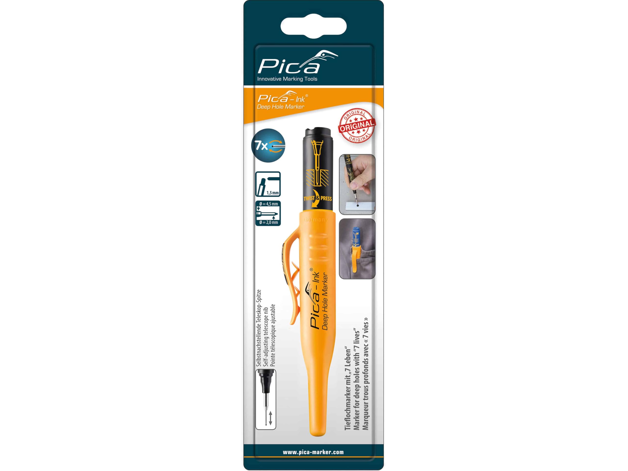 Pica INK Black Permanent Deep Hole Marker Pen - Fine Tip 150-46 for Industrial Marking, Construction, and Metalwork