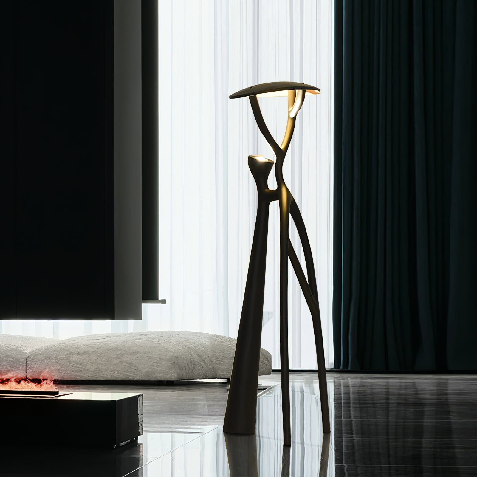 Gothic Tree Sculpture Floor Lamp - Elegant Handcrafted Metal Tree Design with Warm LED Lighting - Perfect for Living Room, Bedroom, or Gothic Home Decor