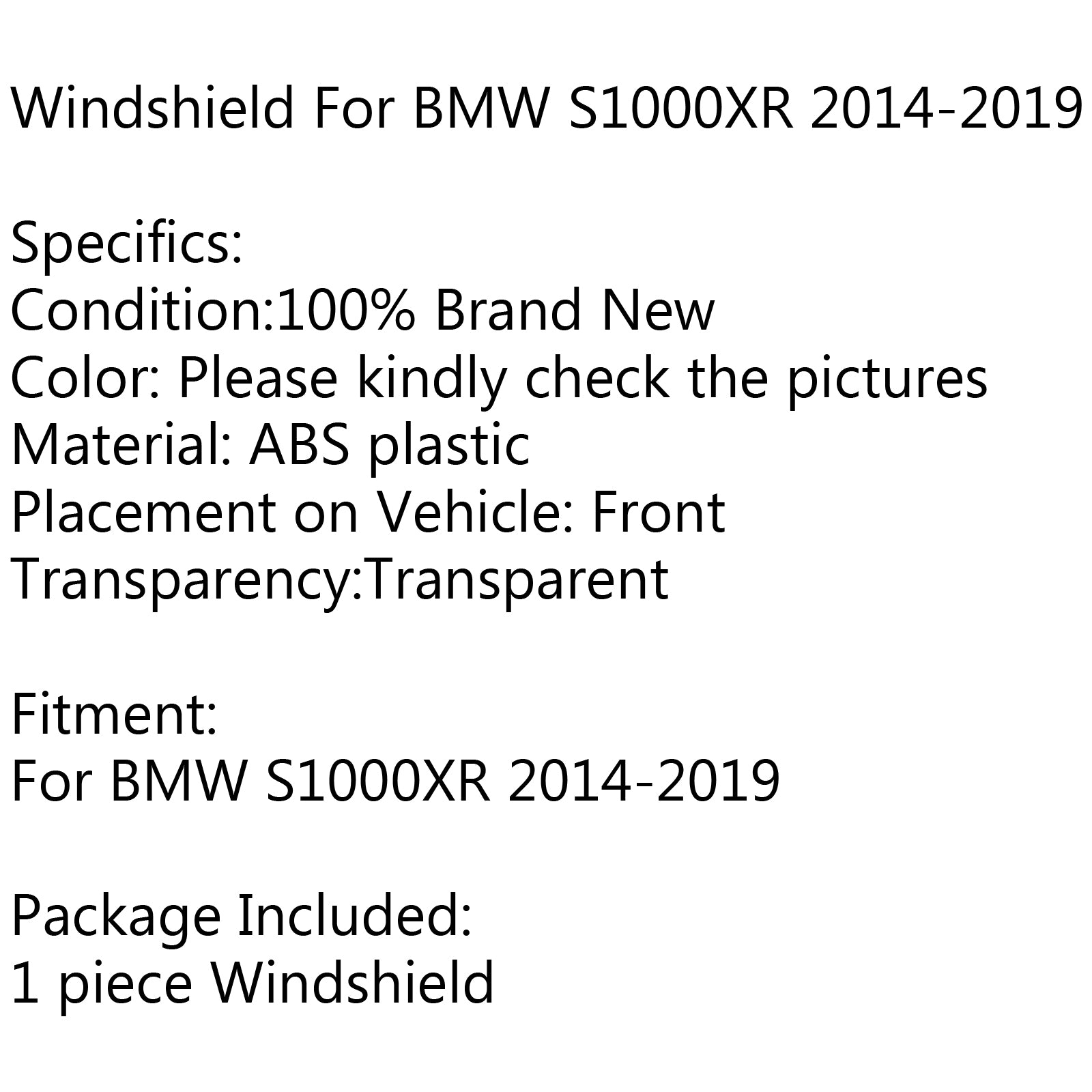 BMW S1000XR Motorcycle ABS Windscreen Windshield (2014-2019) - Universal Fit, Durable Protection for All-Weather Riding - Perfect for Highway Cruising & Long-Distance Tours