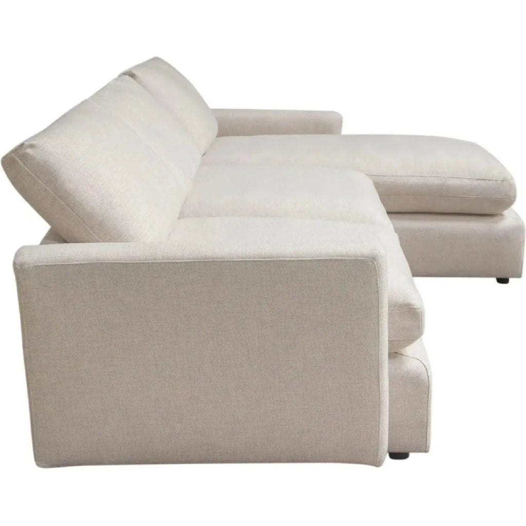 2-Piece Reversible Chaise Sectional Sofa in Cream - Modern L-Shaped Couch for Living Room, Lounge & Family Room - Soft Fabric Upholstery with Reversible Chaise Design