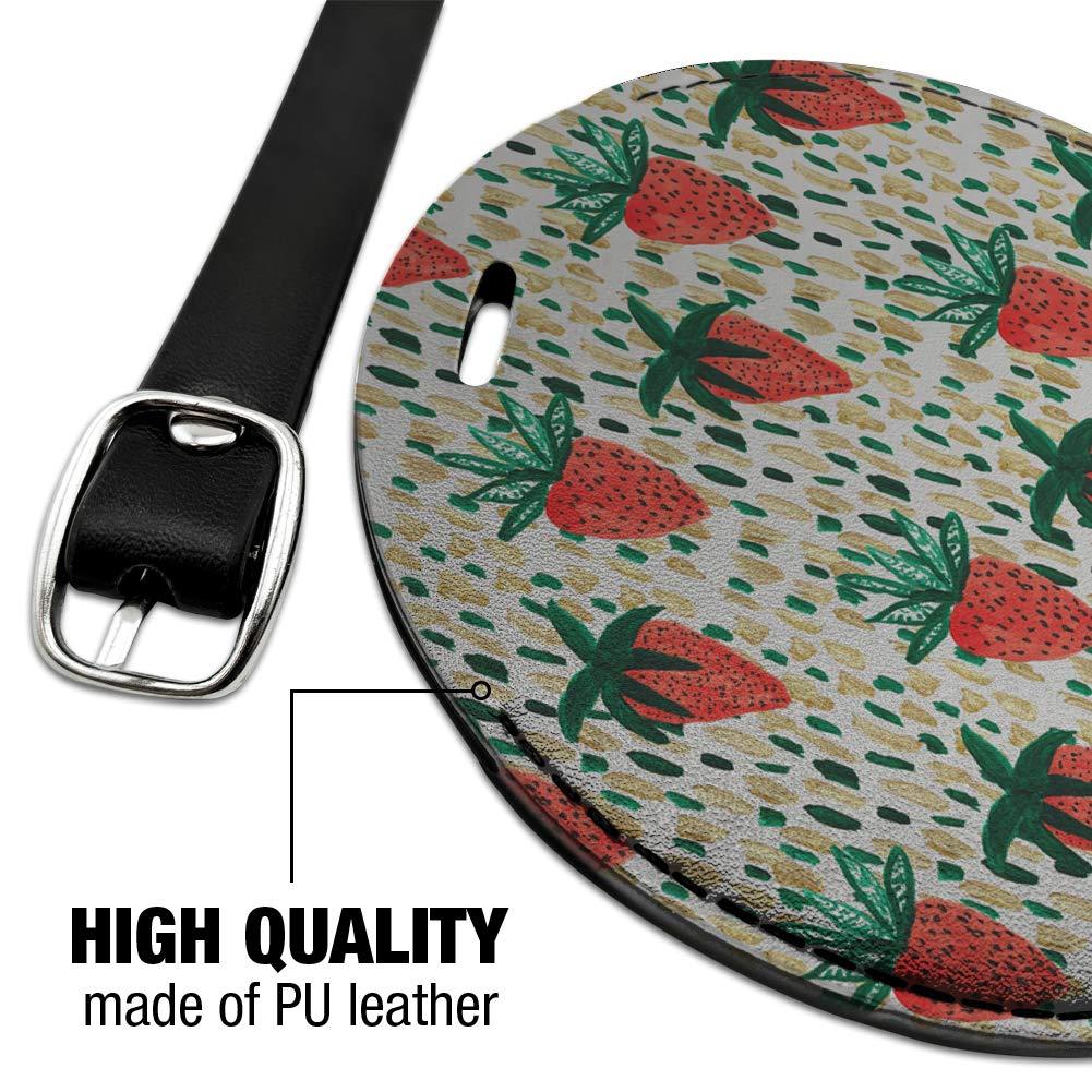 Berry Special Strawberries Round Leather Luggage Tag - Durable Suitcase ID Card Holder for Travel Bags - Perfect for Carry-Ons, Checked Luggage & Backpacks