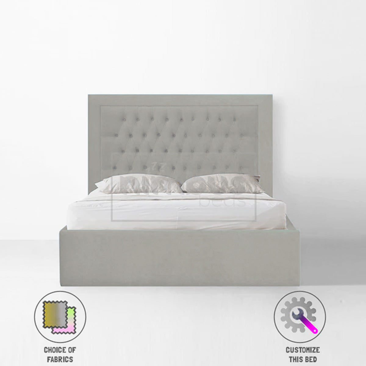 Chesterfield Bumper Bed Frame - Queen Size Upholstered Platform Bed with Tufted Headboard for Bedroom | Perfect for Modern, Classic & Luxury Home Decor