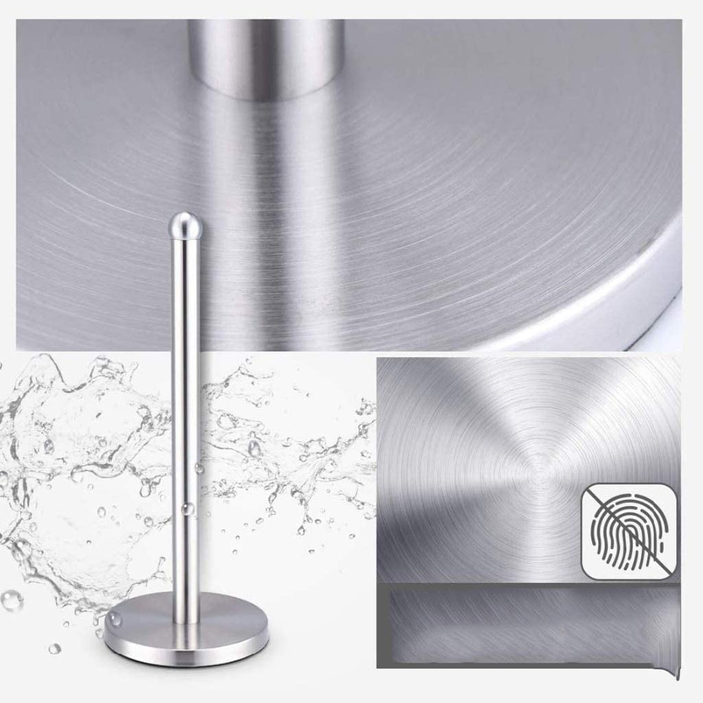 Stainless Steel Paper Towel Holder with Base - Vertical Design Countertop Towel Stand for Kitchen, Bathroom, Bedroom | Durable & Stylish Organizer for Disposable Paper Towels (Perfect for Cooking, Cleaning & Home Decor)