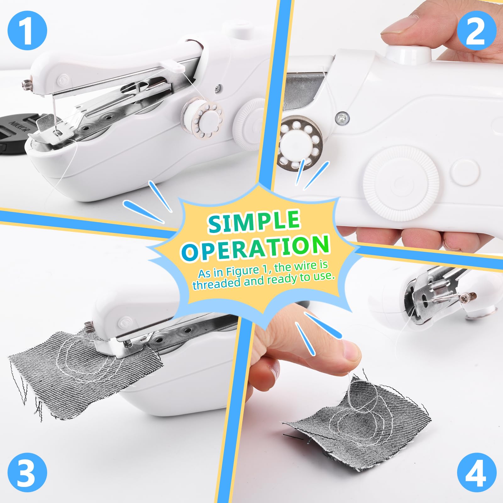 **Portable Handheld Sewing Machine for Beginners - Mini Electric Sewing Tool for Quick Stitching & Repairs - Perfect for Home, Travel, DIY Projects & Emergency Fixes**