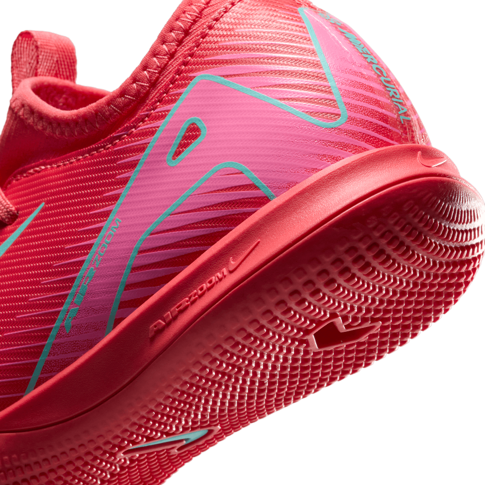 Nike Jr. Mercurial Vapor 16 Academy IC Indoor Soccer Shoes for Kids - Ember Glow/Aurora Green - Lightweight Football Cleats for Youth Indoor Training & Games