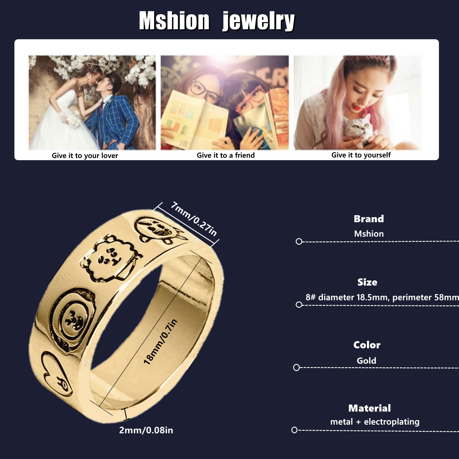 Stainless Steel Chain Ring Set for Women & Men - Trendy Cool Rings for Everyday Wear, Gifts & Holidays - Perfect for Parties, Dating & Special Occasions